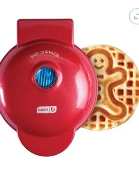 Dash Red Mini Gingerbread Man Waffle Maker